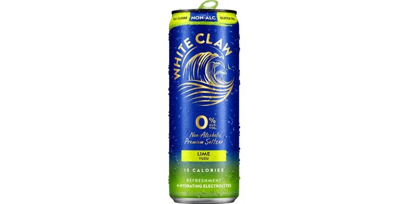 White Claw Zero Proof Lime Yuzu non-alcoholic beer with refreshing lime and yuzu citrus flavor and added electrolytes for hydration